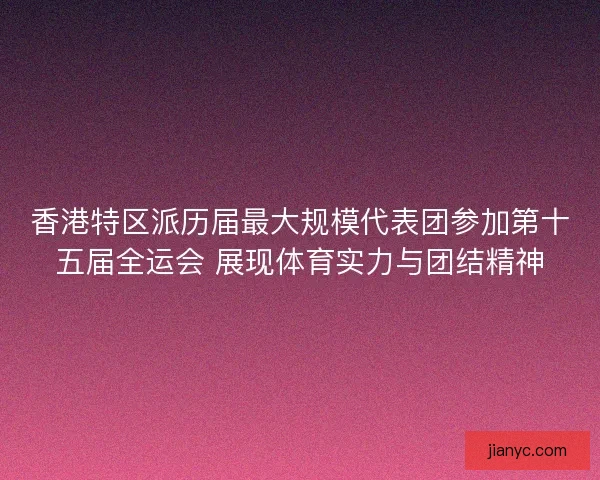 香港特区派历届最大规模代表团参加第十五届全运会 展现体育实力与团结精神